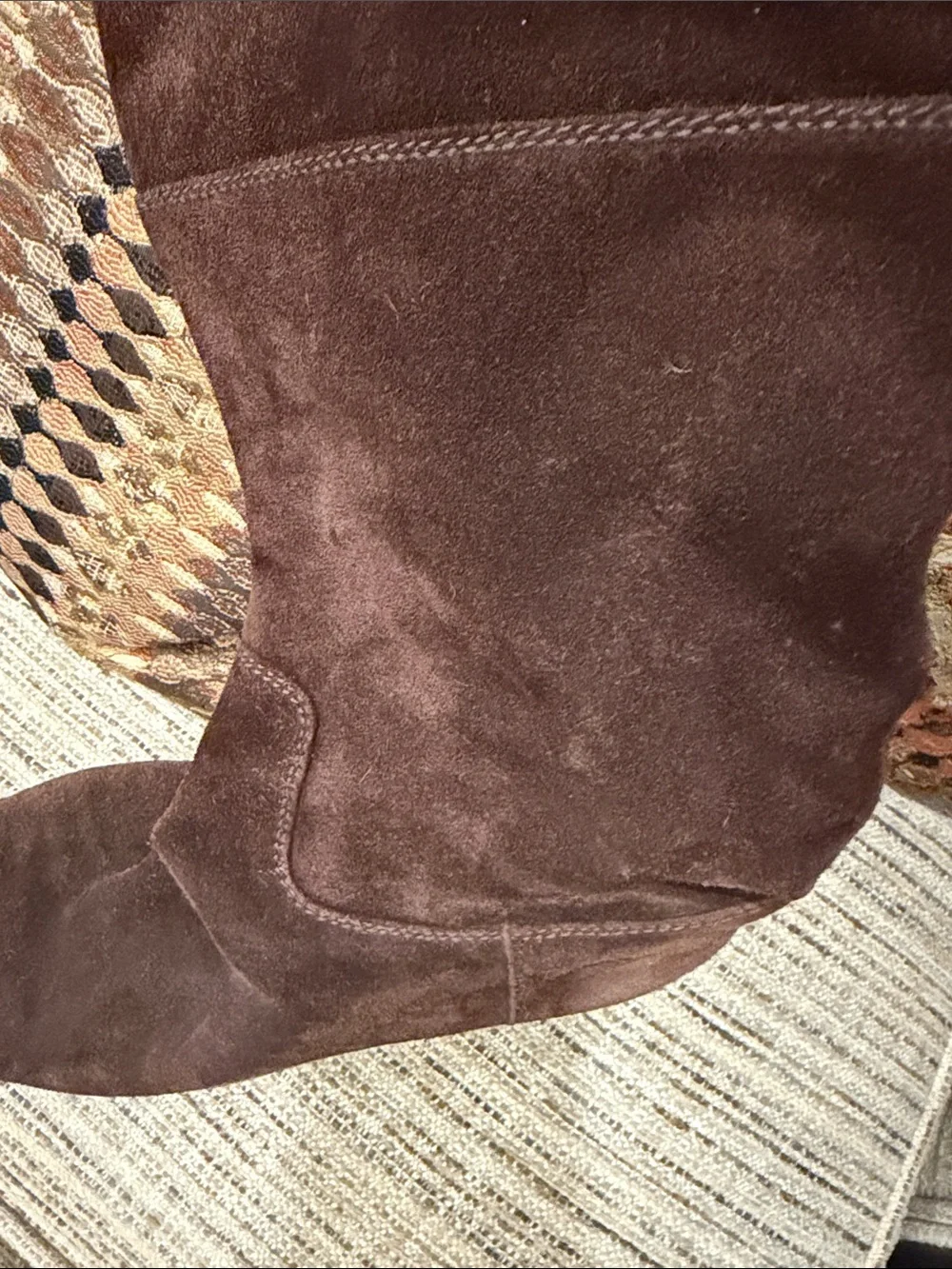 Chanel Women's Tall Suede Boots in Dark Brown Size 40